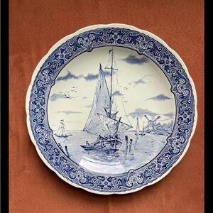 Vintage Delfts Sailboat Plate